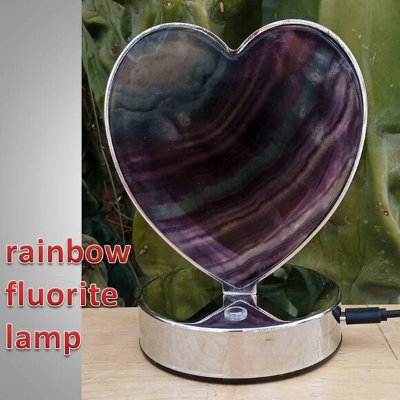 RAINBOW FLUORITE LAMP with 3 different light settings HEART 01 112325 - Picture 1 of 10